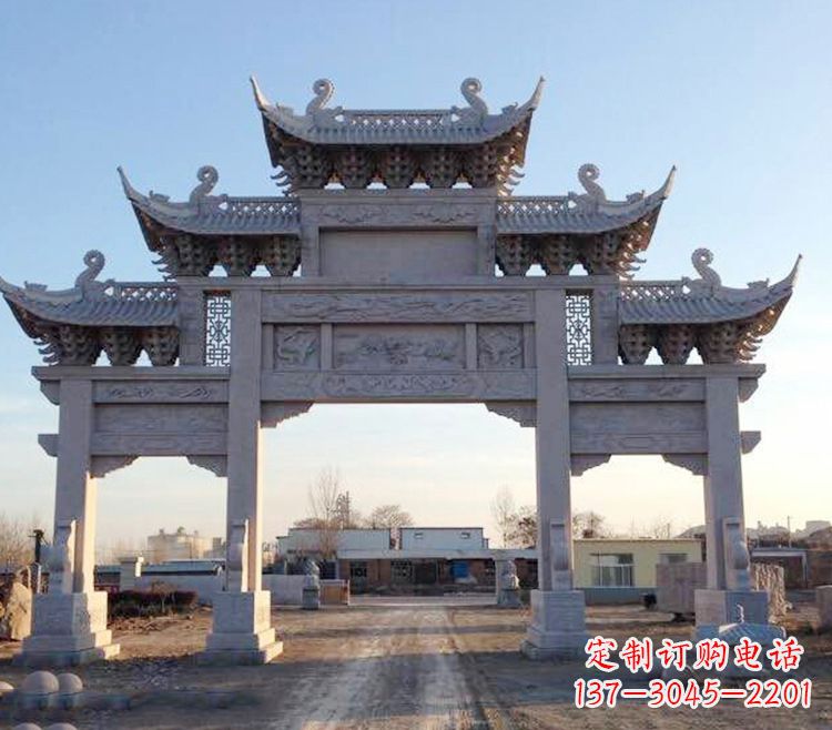 湖南传承创新,老石牌坊雕塑定制