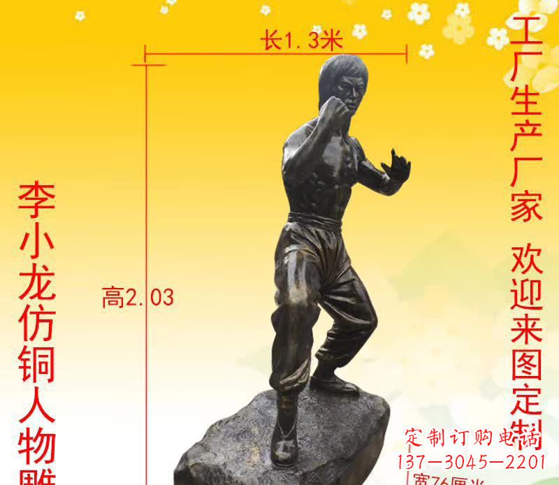 湖南杰出人物李小龙铜雕塑