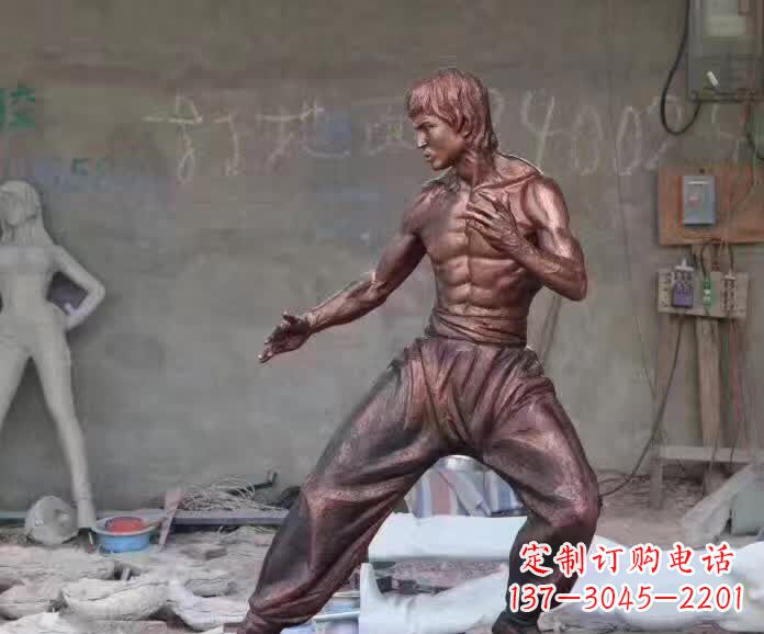 湖南李小龙铜雕,精美尽显传奇风采