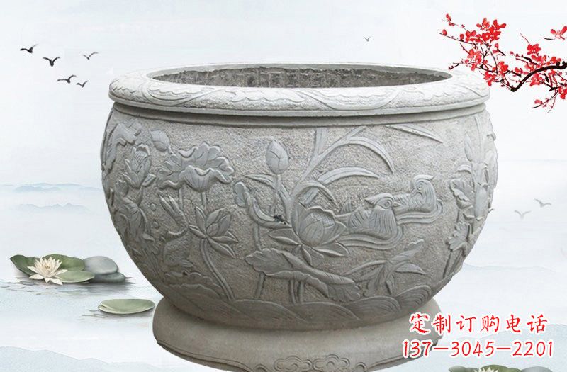 湖南艺术精美的水缸雕塑