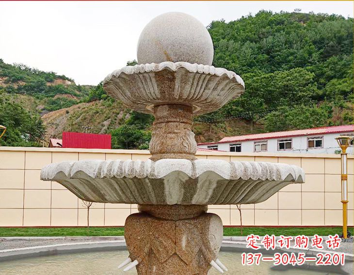 湖南精致莲花石雕喷泉,添点艺术气息