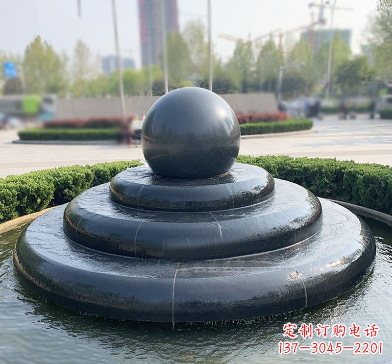 湖南临沂石雕风水球喷泉，雕塑定制专属于您