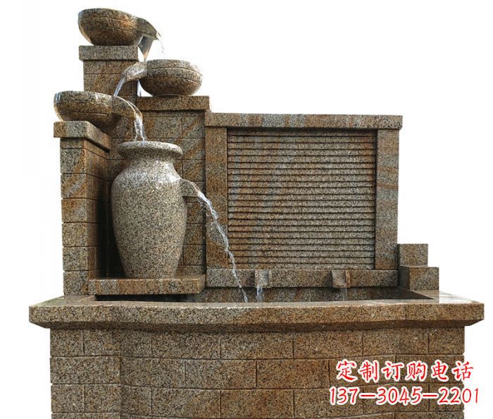 湖南流水罐子水槽庭院流水摆件石雕 (2)