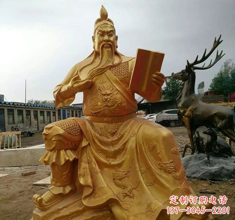 湖南鎏金关公铜雕塑,历久弥新