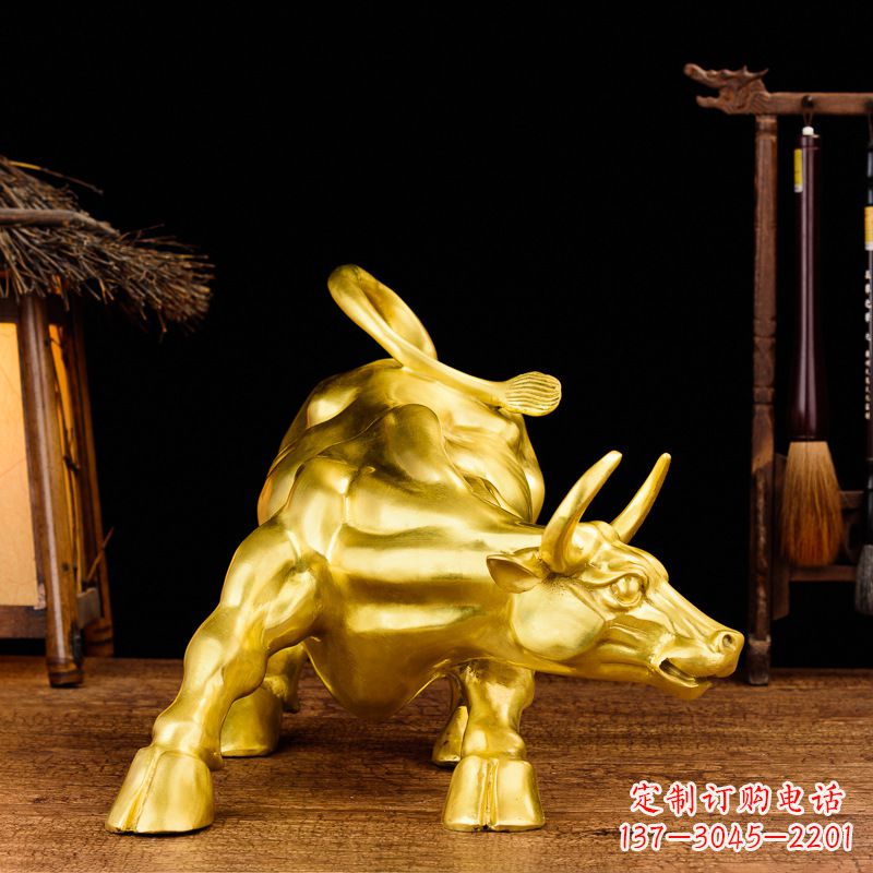 湖南鎏金华尔街铜牛生肖动物雕塑