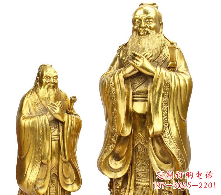 湖南鎏金质感精美孔子铜雕像