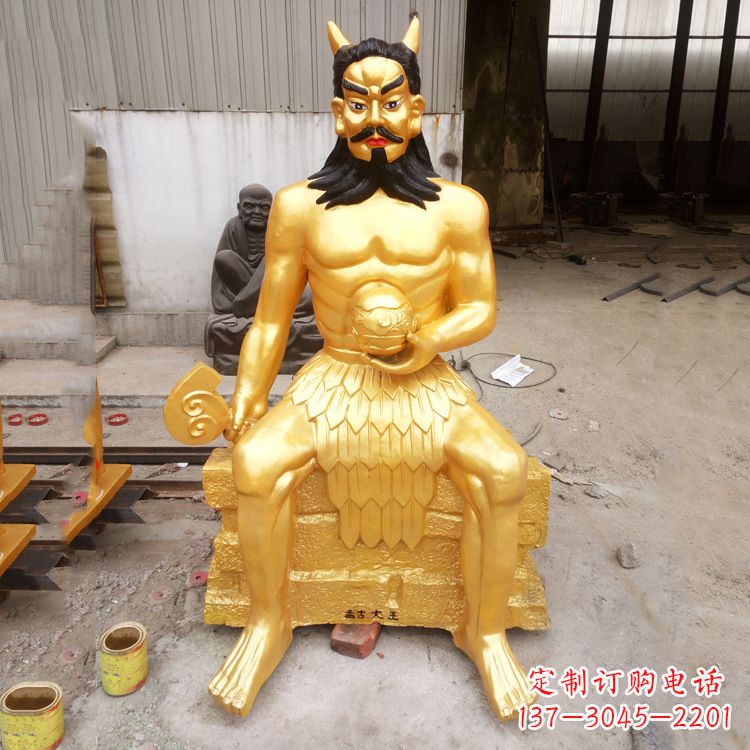湖南神话雕塑——鎏金神农氏炎帝神像
