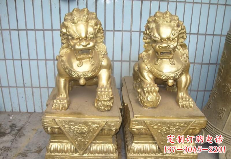 湖南北京狮子雕塑,高雅典雅的手工鎏金铜制品