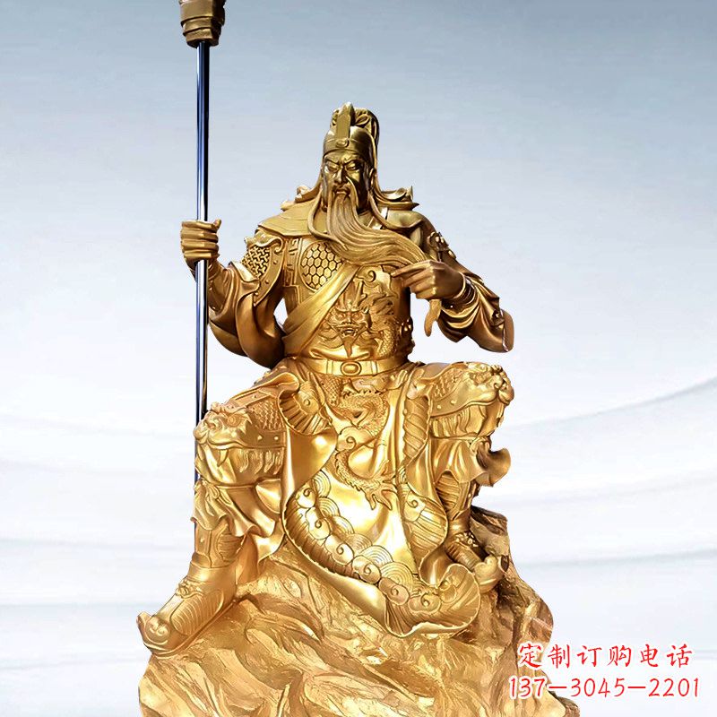 湖南鎏金五虎上将关羽铜雕