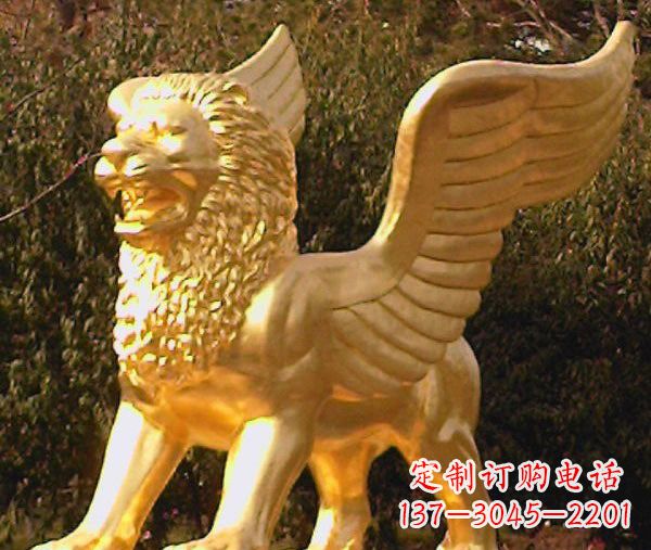 湖南鎏金西洋狮子飞狮铜雕,尊贵非凡