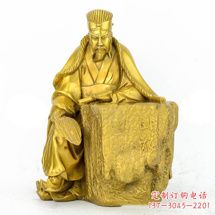 湖南精致细腻的诸葛亮鎏金雕塑
