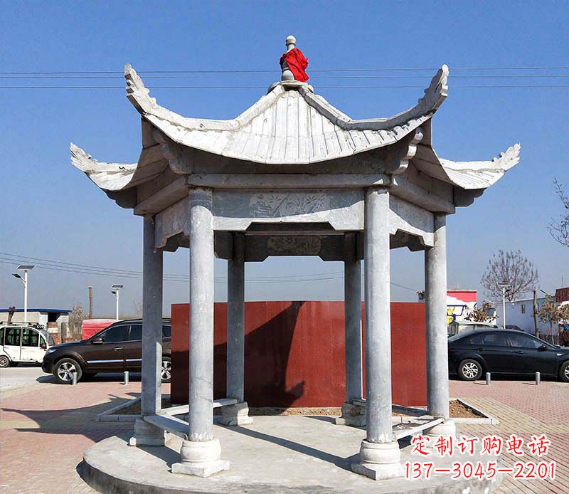 湖南六角仿古凉亭雕塑,古朴迷人