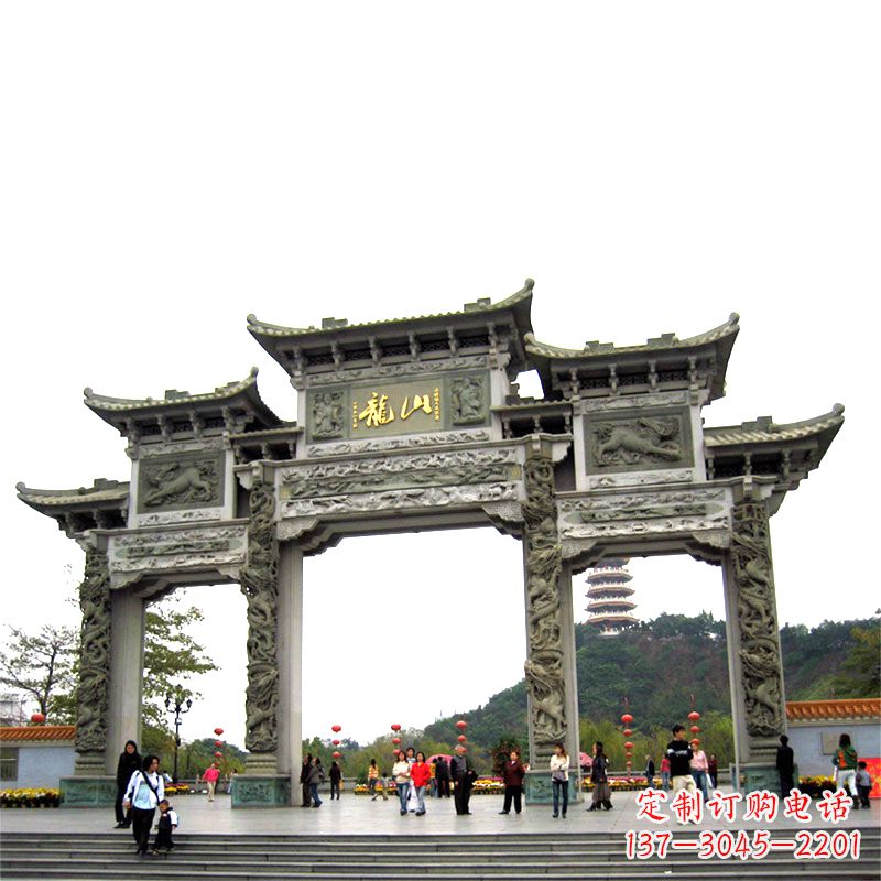 湖南龙山景区大型石头雕塑牌楼,定制之选