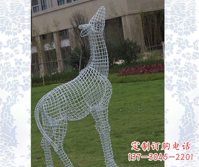 湖南外观精美的不锈钢长颈鹿雕塑
