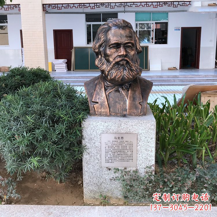 湖南马克思铸铜头像雕塑,记录校园历史精彩