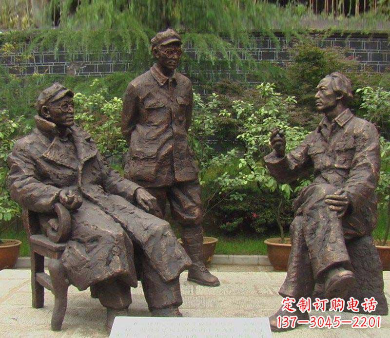 湖南精美手工雕刻的刘伯承—毛泽东雕像