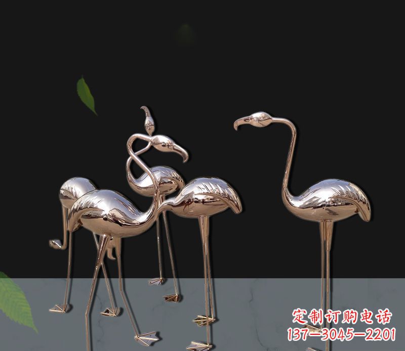 湖南玫瑰金不锈钢火烈鸟雕塑,艺术品的魅力