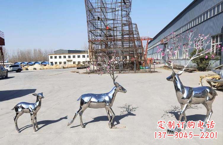 湖南梅花鹿不锈钢雕塑图片
