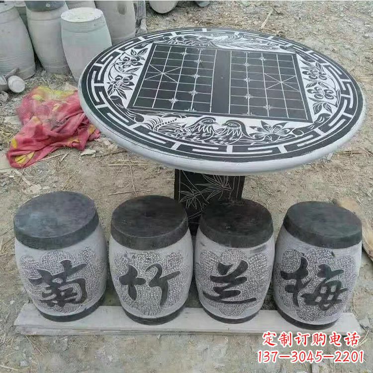 湖南传统文化融入石桌凳雕塑
