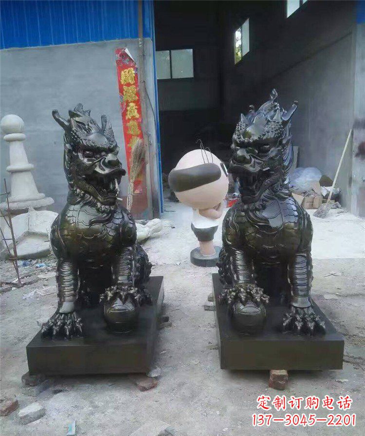 湖南中领雕塑——神兽铜雕麒麟护持您的门口