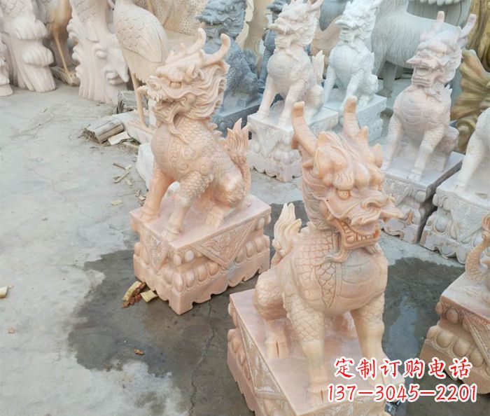 湖南华丽夺目,雕琢精美的麒麟石雕