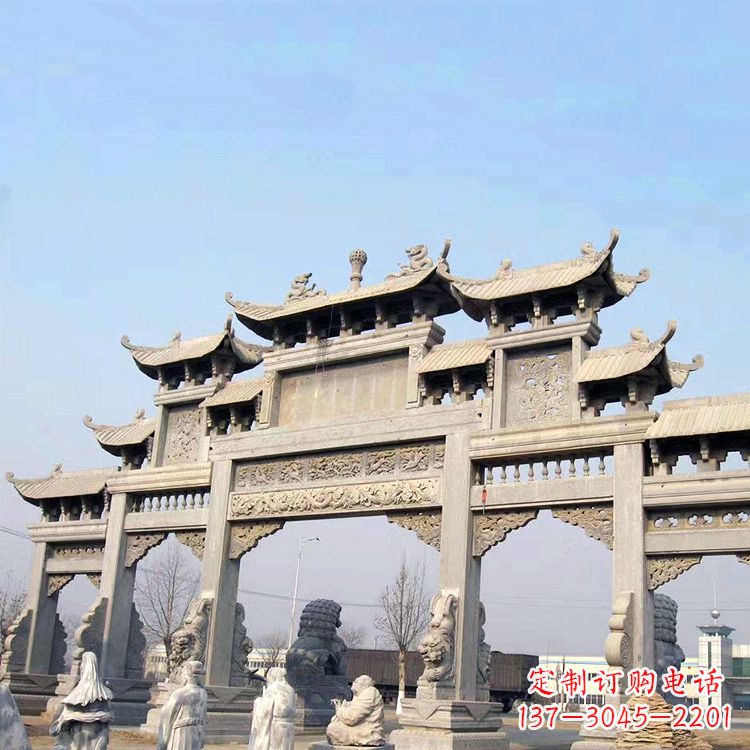 湖南精美牌坊石雕造型精致大气