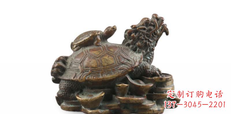 湖南雕塑非凡,铜雕龙龟母子精美