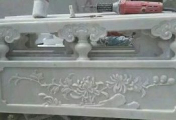 湖南汉白玉花朵浮雕栏板，精致深具视觉立体感