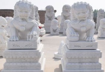 湖南汉白玉看门狮子雕塑