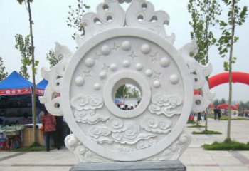 湖南精雕细琢汉白玉双龙石门墩雕塑