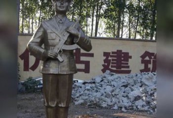 湖南精美纪念，战士铜雕——中领雕塑