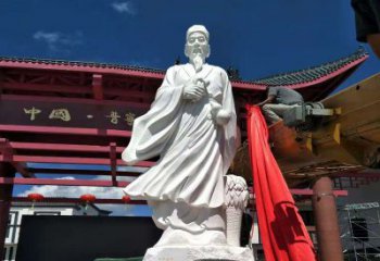 湖南传承医道中的传说——李时珍汉白玉石雕像