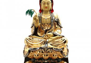 湖南精美鎏金莲花观音纯铜佛像雕塑