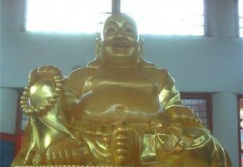 湖南传统工艺制作鎏金弥勒佛像