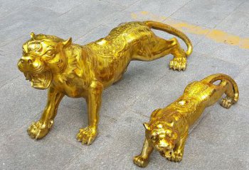 湖南鎏金老虎，铜雕工艺精美