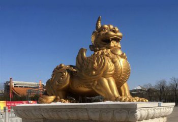 湖南鎏金铜獬豸雕塑-给您的园林更多灵魂