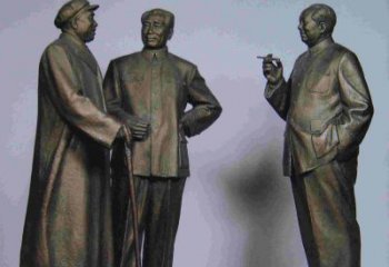 湖南标题:伟人朱德毛主席铜雕——传承毛主席精神