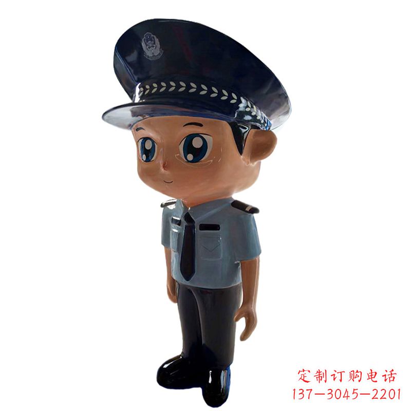 湖南全新警察玻璃钢卡通雕塑