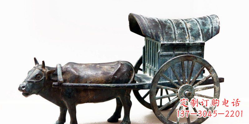 湖南定制牛车景观铜雕塑