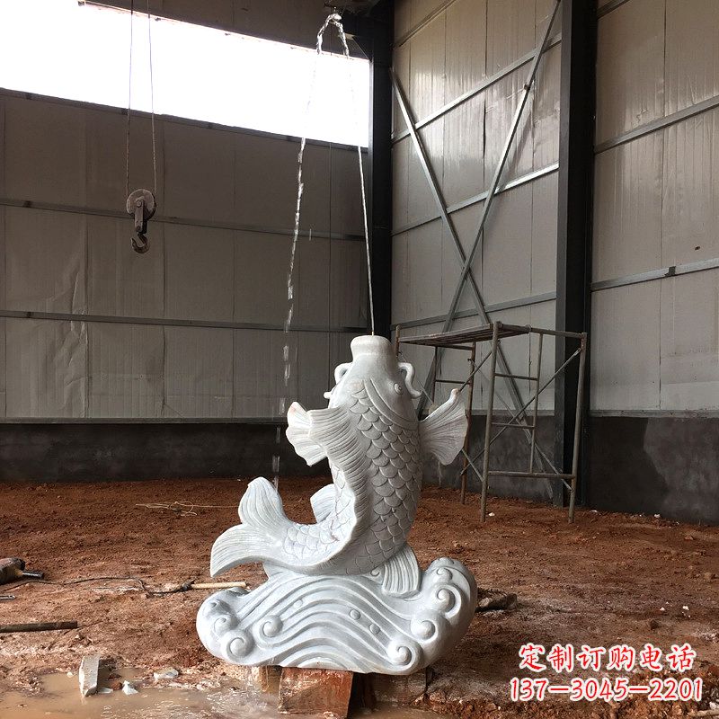 湖南汉白玉石鲤鱼雕塑,让你的梦想成真!