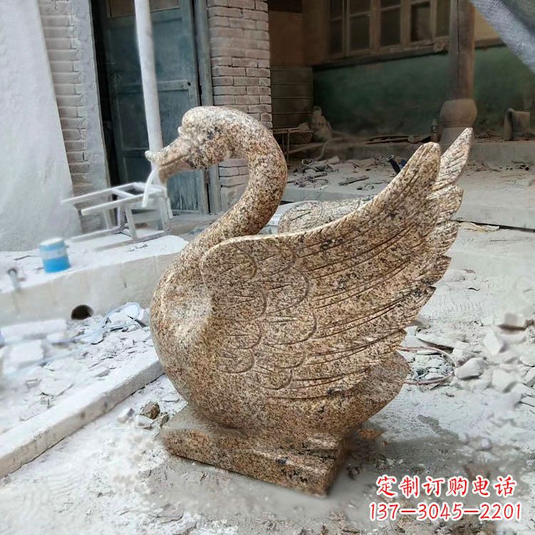 湖南应用天鹅花岗岩制作的喷水雕塑