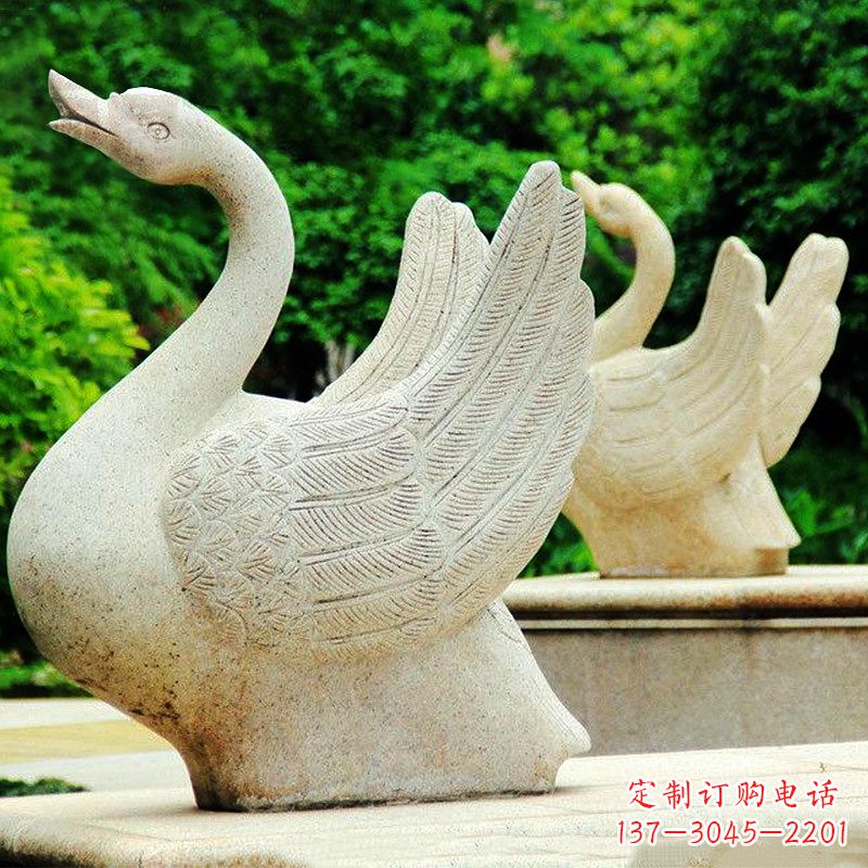 湖南高雅优美的砂岩天鹅雕塑