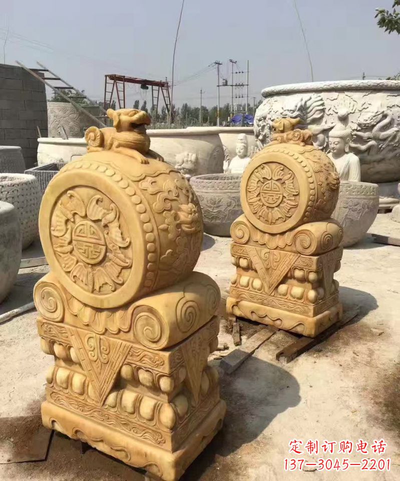 湖南福瑞貔貅抱鼓石雕塑,传承中国古老文化
