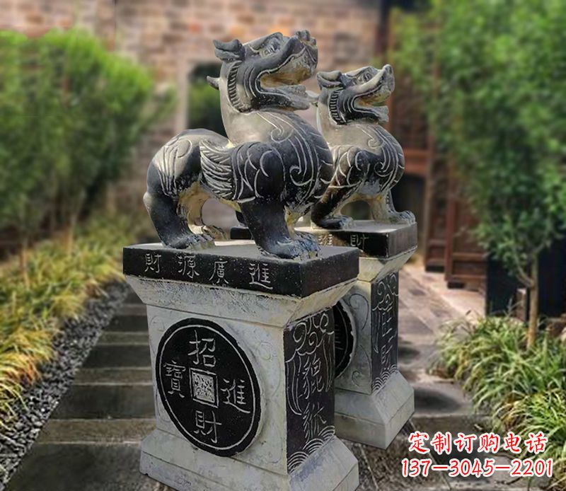 湖南貔貅石雕小区看门雕塑