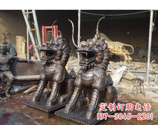 湖南中领雕塑打造精美辟邪麒麟铜雕