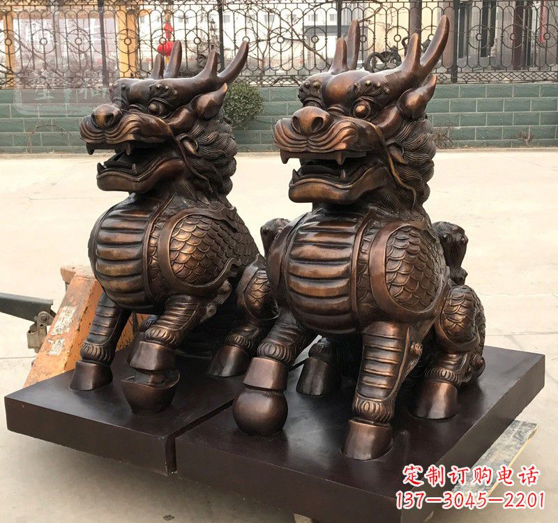 湖南高雅定制辟邪铜麒麟雕塑
