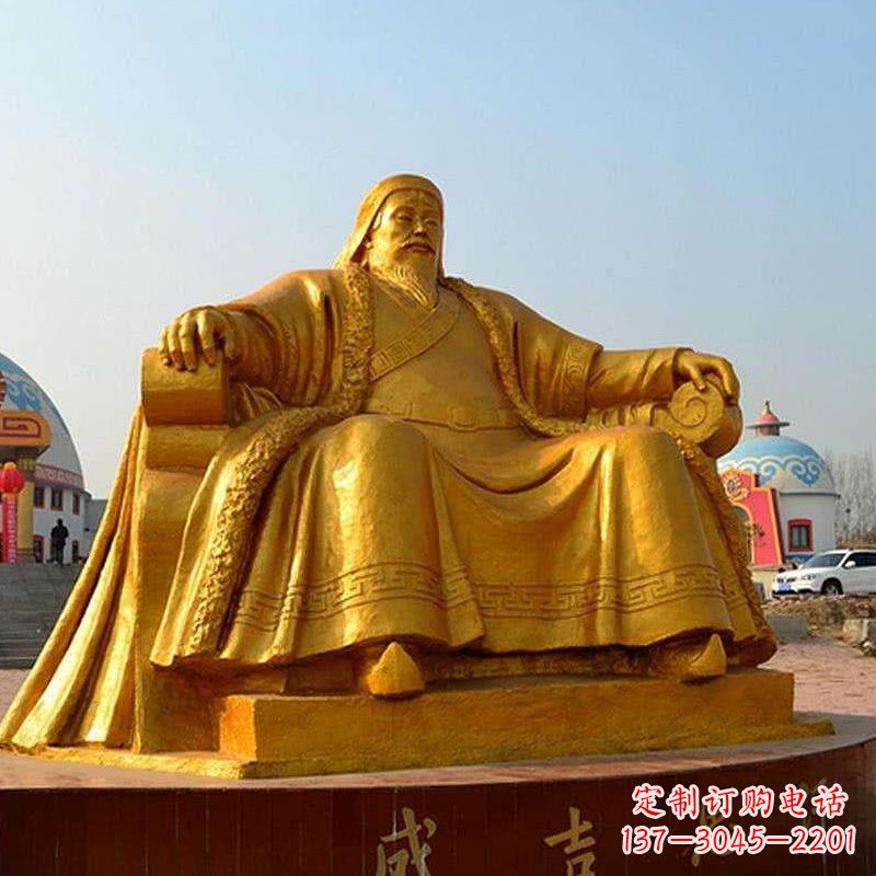 湖南雕刻古代传奇军事家成吉思汗铜雕像