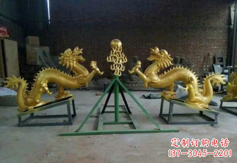 湖南享受经典,领略古老传统,精美特色的双龙戏珠铜雕