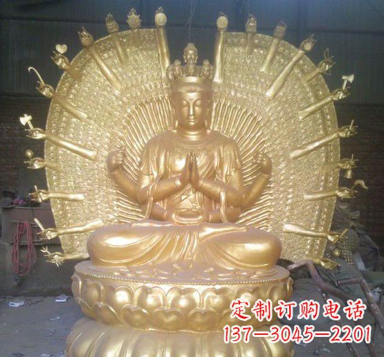 湖南漆金铜雕佛像