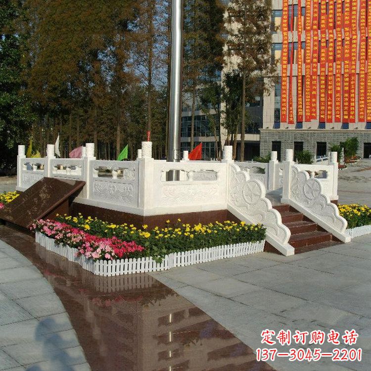 湖南企业汉白玉石雕广场升旗台